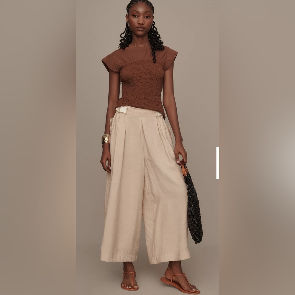 Anthropologie Safari pants palazzo blush M wide leg cropped